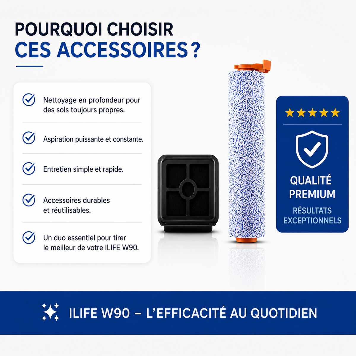 Brosse de nettoyage + Filtre pour Aspirateur W90 Pro