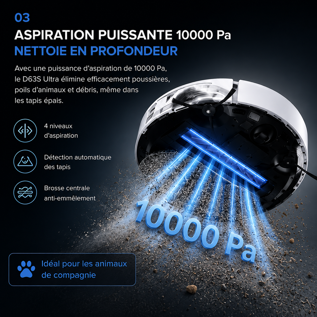 Robot Aspirateur Laveur Lyséon Teendow D63S Ultra