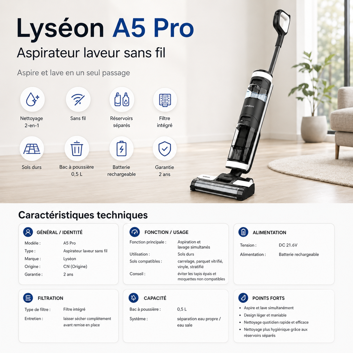 Aspirateur Laveur Lyséon A5 Pro
