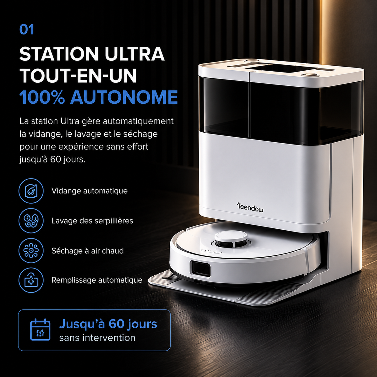 Robot Aspirateur Laveur Lyséon Teendow D63S Ultra