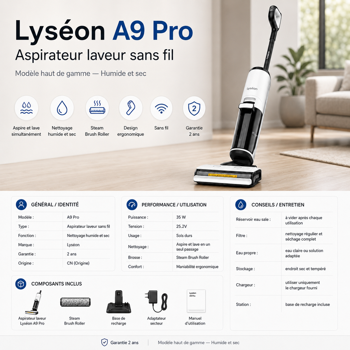 Aspirateur Laveur Lyséon A9 Pro