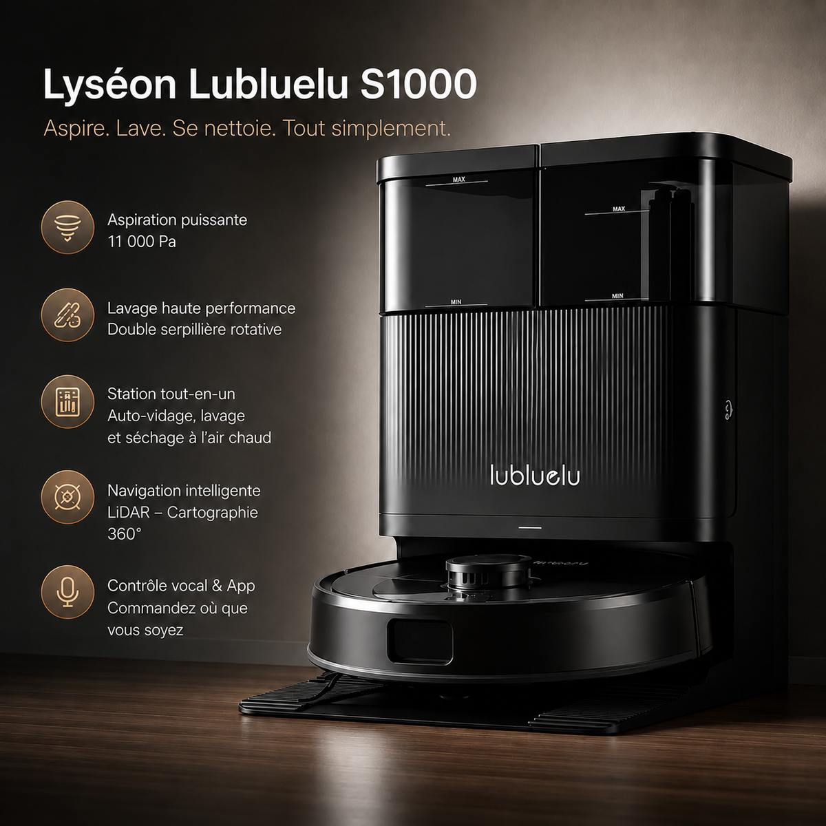 Robot Aspirateur Laveur Lyséon Lubluelu S1000